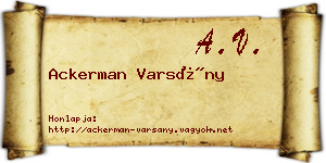 Ackerman Varsány névjegykártya